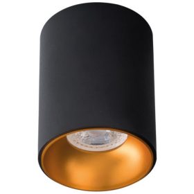   Felületre szerelhető halogén lámpatest SPOT TUBA kerek RITI GU10 fekete és arany IP20 Kanlux