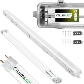   HERKO Hermetikus Lámpatest 2X120CM + 2X LED Fénycső 120CM 18W 1980LM 4000K Lumiled