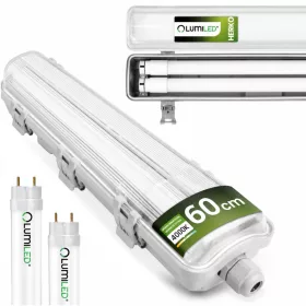   Por- és páramentes lámpatest HERKO 2x60cm + 2x LED fénycső 60cm 9W 990lm 4000K LUMILED