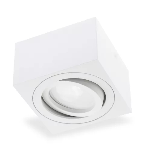 Felületre szerelhető HALOGÉN Spot csőrögzítő AMAT-S Négyzetes Fehér 50mm LUMILED