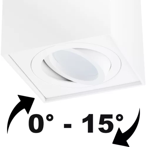 Felületre szerelhető HALOGÉN Spotcső rögzítő AMAT-L GU10 Négyzet Fehér 115mm LUMILED