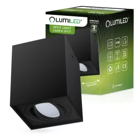   Felületre szerelhető HALOGÉN Spotcső rögzítő AMAT-L GU10 Négyzet Fekete 115mm LUMILED