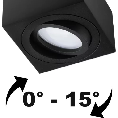 Felületre szerelhető HALOGÉN Spot csőrögzítő AMAT-S Négyzetes Fekete 50mm LUMILED
