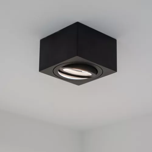 Felületre szerelhető HALOGÉN Spot csőrögzítő AMAT-S Négyzetes Fekete 50mm LUMILED