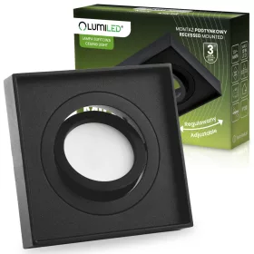   Süllyesztett HALOGÉN TUBE SPOT Mozgatható Midi GU10 Lumiled Square Fekete 20mm