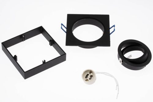 Süllyesztett HALOGÉN TUBE SPOT Mozgatható Midi GU10 Lumiled Square Fekete 20mm