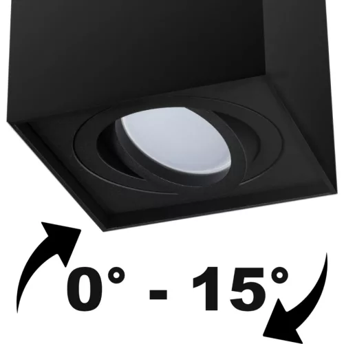 Felületre szerelhető HALOGÉN Spotcső rögzítő AMAT-L GU10 Négyzet Fekete 115mm LUMILED