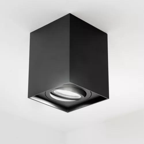 Felületre szerelhető HALOGÉN Spotcső rögzítő AMAT-L GU10 Négyzet Fekete 115mm LUMILED