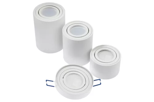 Felületre szerelhető HALOGÉN pontcsöves rögzítő AMAT-L GU10 kerek fehér 115mm LUMILED