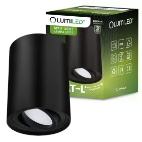   Felületre szerelhető HALOGÉN Spotcső rögzítő AMAT-L GU10 kerek fekete 115mm LUMILED