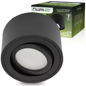   Felületre szerelhető HALOGÉN mozgatható AMAT-S kerek fekete 50mm LUMILED