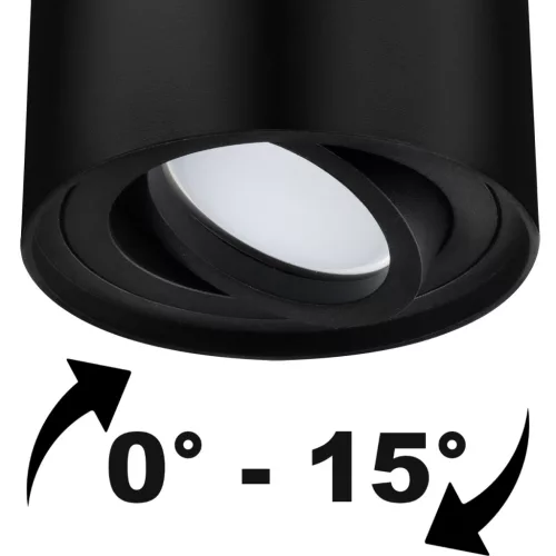 Felületre szerelhető HALOGÉN Spotcső rögzítő AMAT-L GU10 kerek fekete 115mm LUMILED