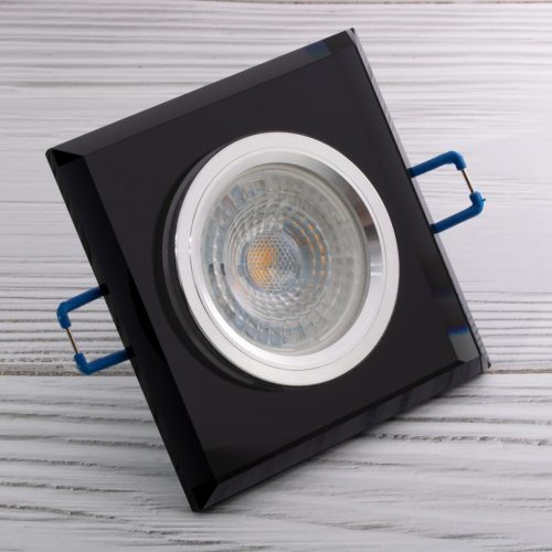 ÜVEG mennyezeti halogén lámpatest LED GU10 MR16 fix Ariel fekete négyzet