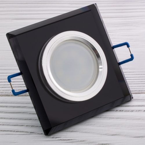 ÜVEG mennyezeti halogén lámpatest LED GU10 MR16 fix Ariel fekete négyzet