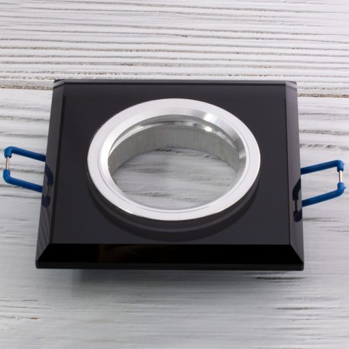 ÜVEG mennyezeti halogén lámpatest LED GU10 MR16 fix Ariel fekete négyzet