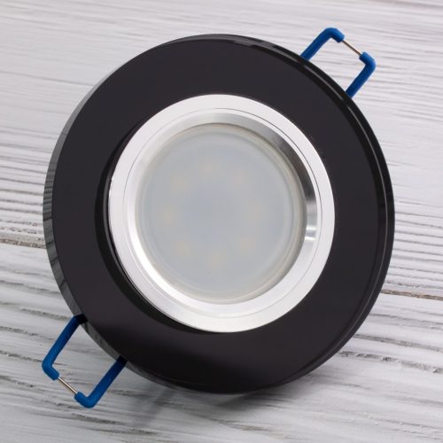 Halogén lámpatest ÜVEG mennyezeti LED GU10 MR16 fix Kerek Ariel fekete