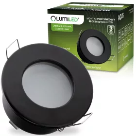   HALOGÉN lámpa süllyesztett fürdőszobai sofit hermetikus AQUS GU10 LUMILED Fekete IP44 RÖGZÍTETT