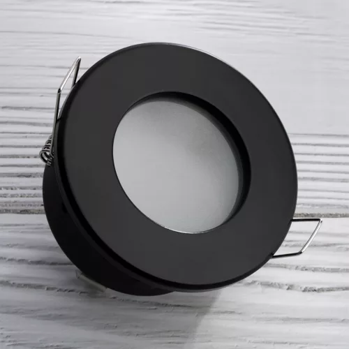 HALOGÉN lámpa süllyesztett fürdőszobai sofit hermetikus AQUS GU10 LUMILED Fekete IP44 RÖGZÍTETT