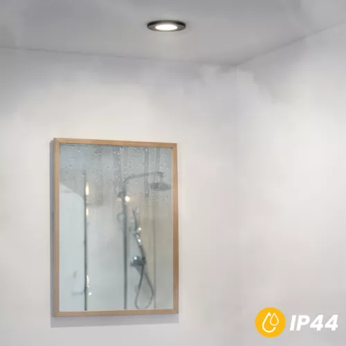 HALOGÉN lámpa süllyesztett fürdőszobai sofit hermetikus AQUS GU10 LUMILED Fekete IP44 RÖGZÍTETT