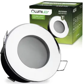   HALOGÉN lámpatest süllyesztett fürdőszobai sofit hermetikus AQUS GU10 LUMILED króm IP44 RÖGZÍTETT