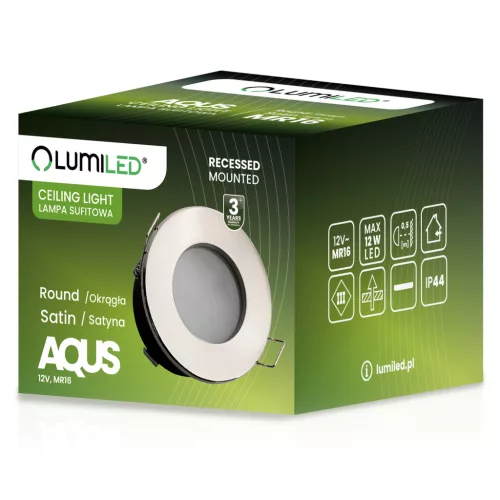 HALOGÉN lámpa Süllyesztett Fürdőszoba Szofit Hermetikus AQUS GU10 LUMILED Szatén IP44 RÖGZÍTETT