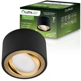   Felületre szerelhető HALOGÉN Spot mozgatható lámpatest AMAT-S INSERT kerek FEKETE-ARANY 52mm LUMILED
