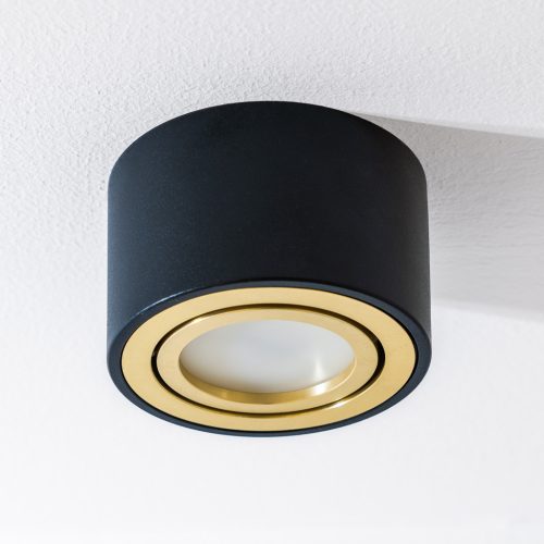 Felületre szerelhető HALOGÉN Spot mozgatható lámpatest AMAT-S INSERT kerek FEKETE-ARANY 52mm LUMILED