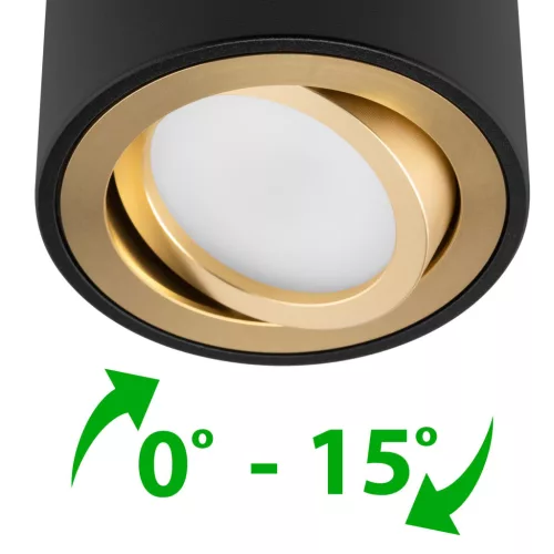 Felületre szerelhető HALOGÉN Spot mozgatható lámpatest AMAT-S INSERT kerek FEKETE-ARANY 52mm LUMILED