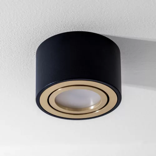 Felületre szerelhető HALOGÉN Spot mozgatható lámpatest AMAT-S INSERT kerek FEKETE-ARANY 52mm LUMILED