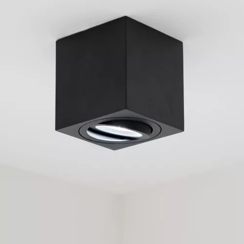 Felületre szerelhető HALOGÉN Mozgatható AMAT-M GU10 LUMILED Négyzet Fekete 84mm