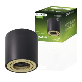   Felületre szerelhető HALOGÉN Spotcső mozgatható AMAT-M GU10 kerek FEKETE-ARANY 84mm LUMILED