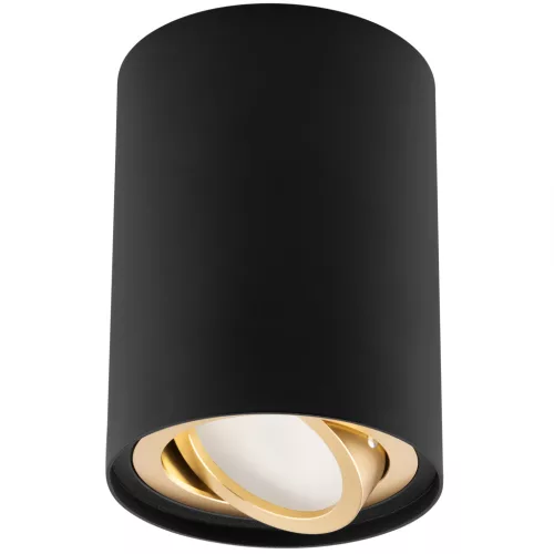 Felületre szerelt HALOGÉN Spotcsöves mozgatható szerelvény AMAT-L GU10 kerek FEKETE-ARANY 115mm LUMILED
