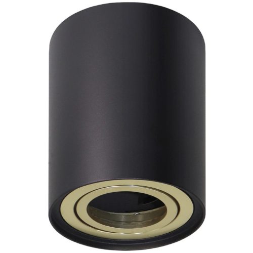 Felületre szerelt HALOGÉN Spotcsöves mozgatható szerelvény AMAT-L GU10 kerek FEKETE-ARANY 115mm LUMILED