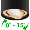 Felületre szerelt HALOGÉN Spotcsöves mozgatható szerelvény AMAT-L GU10 kerek FEKETE-ARANY 115mm LUMILED