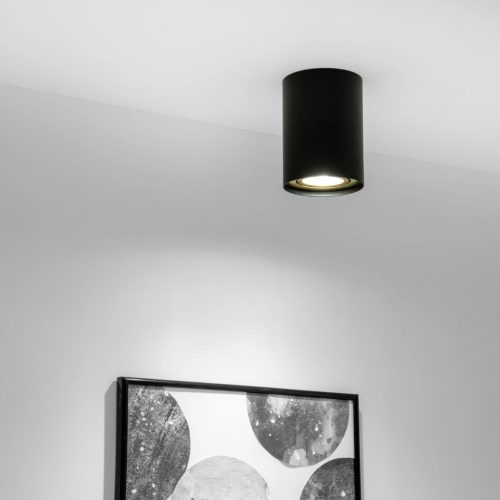 Felületre szerelt HALOGÉN Spotcsöves mozgatható szerelvény AMAT-L GU10 kerek FEKETE-ARANY 115mm LUMILED