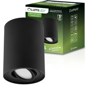   Felületre szerelt HALOGÉN Spotcsöves mozgatható rögzítő AMAT-XL GU10 kerek FEKETE 125mm LUMILED