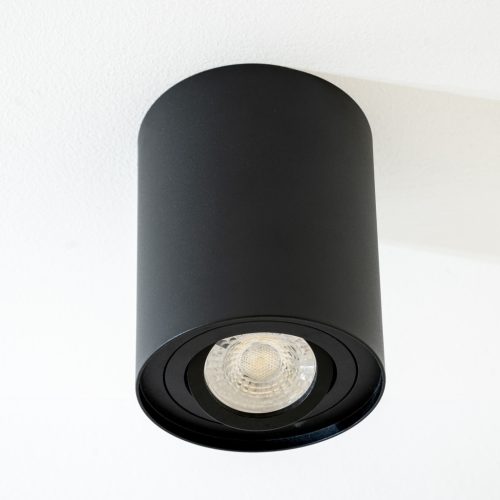 Felületre szerelt HALOGÉN Spotcsöves mozgatható rögzítő AMAT-XL GU10 kerek FEKETE 125mm LUMILED