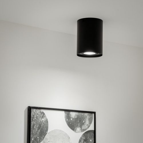 Felületre szerelt HALOGÉN Spotcsöves mozgatható rögzítő AMAT-XL GU10 kerek FEKETE 125mm LUMILED