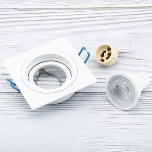 HALOGÉN lámpatest, süllyesztett, mozgatható, GU10 MR16, négyzet, fehér, CASSIO LUMILED