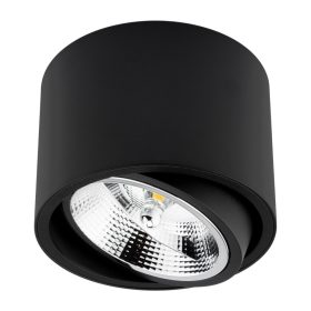   Felületre szerelhető lámpatest HALOGEN SPOT TUBE Mozgatható GU10 AR111 Kerek Fekete 100mm TELES LUMILED
