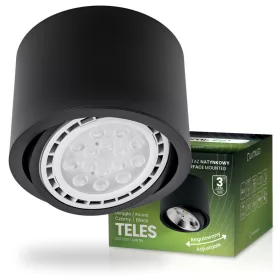   Felületre szerelhető lámpatest HALOGÉN SPOT TUBE Mozgatható GU10 AR111 Kerek Fekete 100mm TELES LUMILED