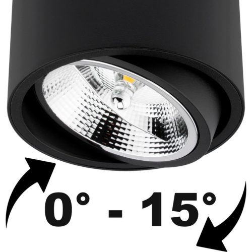 Felületre szerelhető lámpatest HALOGEN SPOT TUBE Mozgatható GU10 AR111 Kerek Fekete 100mm TELES LUMILED