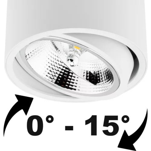Felületre szerelhető lámpatest HALOGÉN SPOT TUBE Mozgatható GU10 AR111 Kerek Fehér 100mm TELES LUMILED