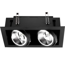   Süllyesztett halogén mozgatható szerelvény 2x GU10 ES111 téglalap fekete CANIS LUMILED