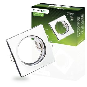   Halogén lámpatest süllyesztett, fix négyzet alakú PAVO krómlap MR16 GU10 LUMILED