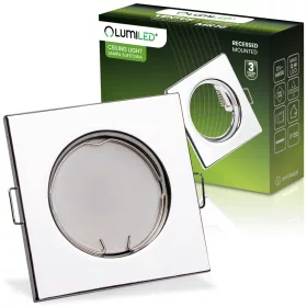   Halogén lámpatest süllyesztett, fix négyzet alakú PAVO krómlap MR16 GU10 LUMILED