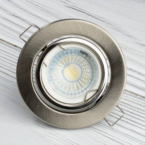 HALOGÉN lámpatest, süllyesztett, mozgatható, kerek, AURELI, szatén, fémlemez, MR16, GU10