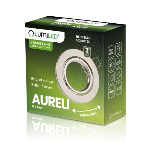 HALOGÉN lámpatest, süllyesztett, mozgatható, kerek, AURELI, szatén, fémlemez, MR16, GU10