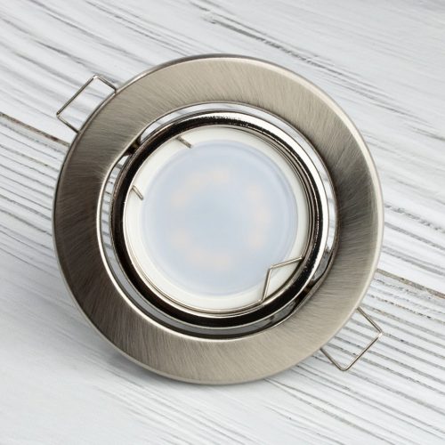 HALOGÉN lámpatest, süllyesztett, mozgatható, kerek, AURELI, szatén, fémlemez, MR16, GU10