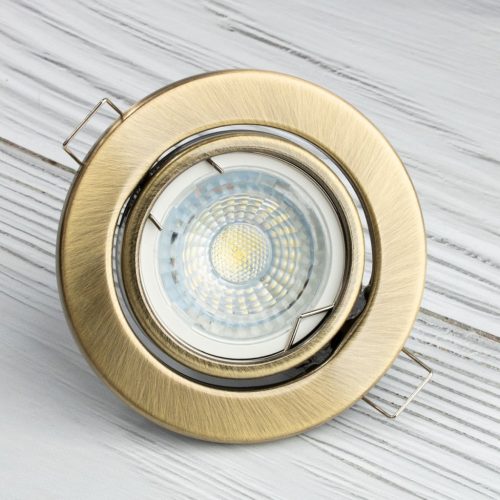 HALOGÉN lámpatest, süllyesztett, mozgatható, kerek, AURELI, antik, fémlemez, MR16, GU10